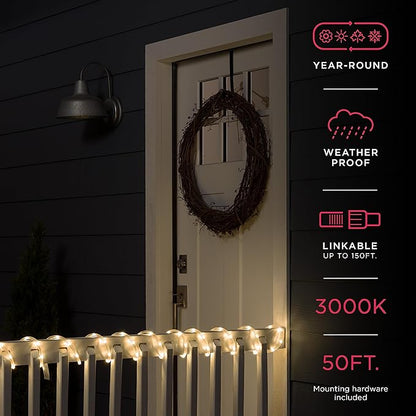 UltraPro LED Rope Lights, 50ft Classic Clear Rope, Warm White Light 3000K, Indoor/Outdoor, Flexible, Linkable, Durable, Rope-Lights Outdoor, 54505 (Pack of 3)