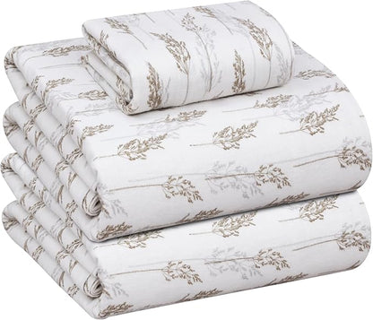 RUVANTI Flannel Sheets Twin Size - 100% Cotton Double Brushed Twin Sheets Set, Deep Pockets 16 Inches, All Seasons Breathable & Extra Soft Bed Sheets, Warm & Cozy, 3 Piece, Dried Straw