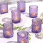 24pcs Purple Votive Candle Holders for Table Centerpieces, Glass Tea Lights Candle Holder for Bridal Shower, Baby Shower Decrations, Boho Tea Party Purple Decor, Gifts for Women