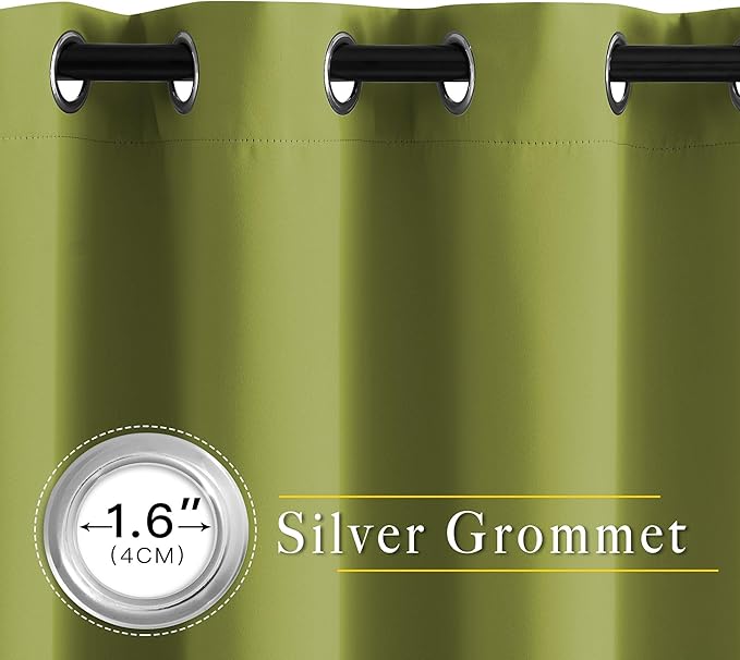 NICETOWN Room Darkening Doorway Curtains 80 inches Long for Bedroom - Grommet Light & Heat Blocking Window Treatments Sound Reducing Drapes for Living Room (2 Panels, W46 x L80, Fresh Green)