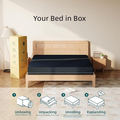 Crystli King Mattress 12 Inch, Gel Memory Foam King Size Mattresses, Activated Charcoal Infused, Medium Firm Bed Mattress in a Box for Pressure Relief, Fiberglass-Free, CertiPUR-US Certified, Black