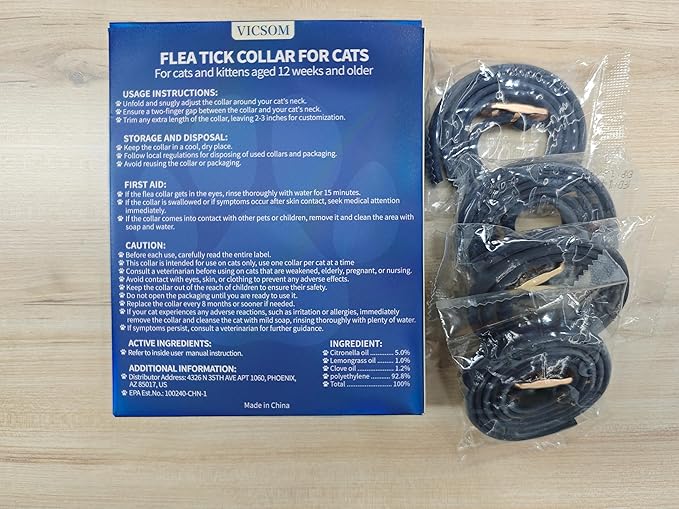 4 Pack Flea and Tick Collar for Cats, 32 Months Treatment, Waterproof Adjustable Kitten Flea Collar, Flea Prevention, Black-Mewly Pet