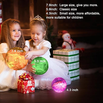 5.9 inch Moon Lamp Kids Night Light Galaxy Lamp Rechargeable Battery Touch & Remote Control 16 Colors LED Moon Light as Birthday Gifts for Boys/Girls/Kids