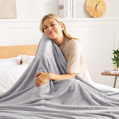 Exclusivo Mezcla Fleece Blanket Twin Size for Bed, Super Soft and Warm, All Season Use, Cozy, Plush, Lightweight, 90x66 Inches, Light Grey