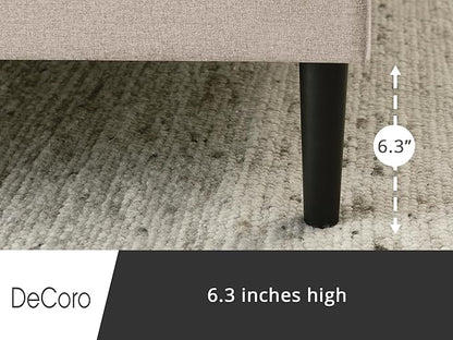 Decoro Mornington Upholstered 2.0 Platform Bed, Button-Tufted Fabric Headboard and Metal Frame with Wood Slat Support, Linen, Full