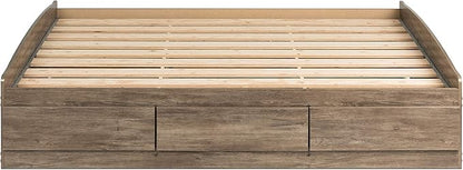 Prepac Mate's Queen 6-Drawer Minimalist Platform Storage Bed, Contemporary Queen Bed with Drawers 81.5" D x 63" W x 18.75" H, Drifted Gray, DBQ-6200-3K