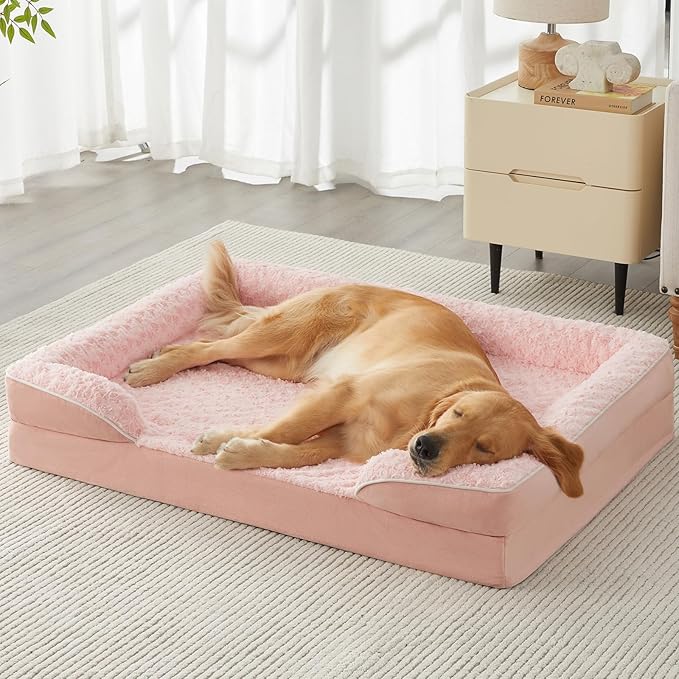 WNPETHOME Dog Beds for Large Sized Dogs, Washable Orthopedic Dog Couch Sofa Bed with Waterproof Lining & Non-Skid Bottom for Pet Sleeping-Mewly Pet