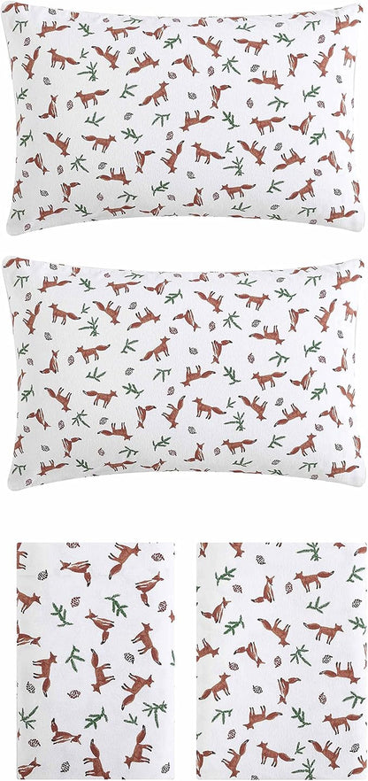 Eddie Bauer- Queen Sheet Set, Cotton Flannel Bedding Set, Brushed for Extra Softness, Cozy Home Décor (Fox Trail Orange, Queen)
