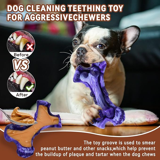 Magicorange Tough Dog Toys, Chew Toys for Aggressive Chewers, Dog Bone Toy Nylon Almost Indestructible Dogs Toy for Teeth Cleaning and Training (Purple)-Mewly Pet
