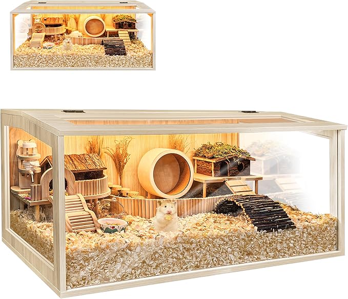 Hamster Cage Chewproof, Large Hamster Cages and Habitats, Openable Top with Acrylic Sheets, Solid Built-Mewly Pet