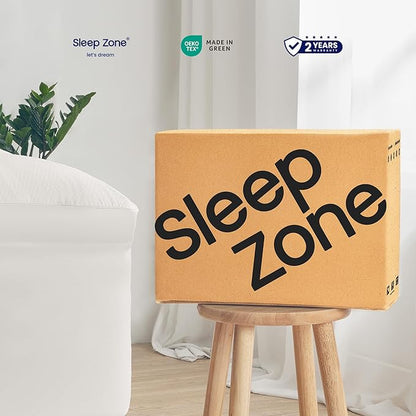 SLEEP ZONE Mattress Topper Full Size, Extra Thick Fitted Mattress Pad for Back Pain, Plush and Support Mattress Cover, Deep Pockets Mattress Protector, Hotel Quality (White, Full)
