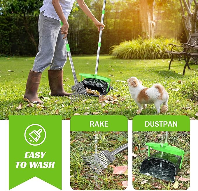 Pooper Scooper with Bag Attachment, 50 inches Long Handle Pooper Scooper, Poop Scooper for Dogs, Dog Poop Scooper for Yard, Pooper Scooper for Large Dogs Heavy Duty, Poop Scooper Bin & Rake-Mewly Pet