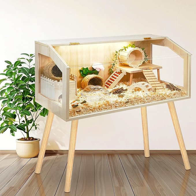 Prolee Hamster Cage with Legs, Guinea Pig Cages Chew Proof, Hamster House, Hamster Cages and Habitats, 48" L x 20" W x 47.6" H-Mewly Pet