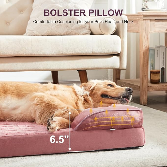 FURTIME Orthopedic Bed for Large Dogs, XL Washable Dog Beds Large Sized Dog, Comfy Supportive Foam Pet Couch Bed with Removable Washable Cover, Waterproof Extra Large Sofa Bed Foam and Nonskid Bottom-Mewly Pet