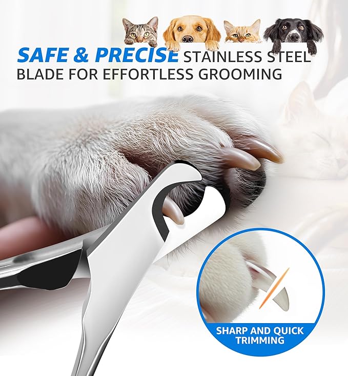 Pet Nail Clippers for Large Dogs, Wide-Opening Dog Nail Trimmer with All-Steel Material Sharp Durable Blades Built-in Spring, Professional Grooming Tool with Free Nail File for All Dogs & Cats-Mewly Pet