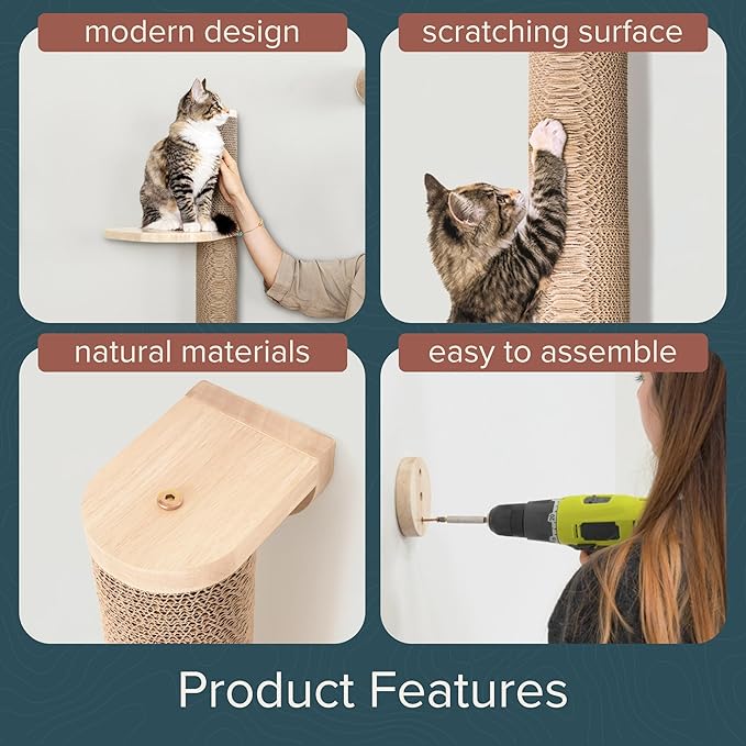 Cat Climbing Wall System – Modern Floating Shelves & Perches for Cats - Sunrise Steps | Ascentials by FurHaven-Mewly Pet