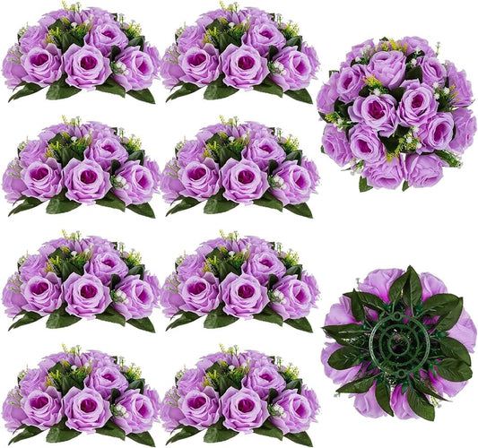 BLOSMON Flower Balls Wedding Rose Centerpieces: 10 Pcs Lilac Fake Flowers Lilac Kissing Balls Decor Lilac Artificial Floral Arrangements Flower Bouquet of Roses Home Party Table DIY Decorations