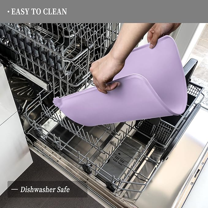 Waterproof Pet Feeding Mat with High Raised Edges, Heavier and Thicker Placemats for Cat Dog Water Bowl with BPA Free, Dogs Cats Food Mats for Messy Drinkers to Prevent Spill and Protect Floors-Mewly Pet