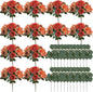 Burnt Orange Peony Artificial Flowers, Fall Faux Peonies Hydrangea Eucalyptus Bouquet 12 Packs Silk Vintage Realistic Peony Floral Arrangement for Wedding Centerpiece Table Vase Autumn Decor