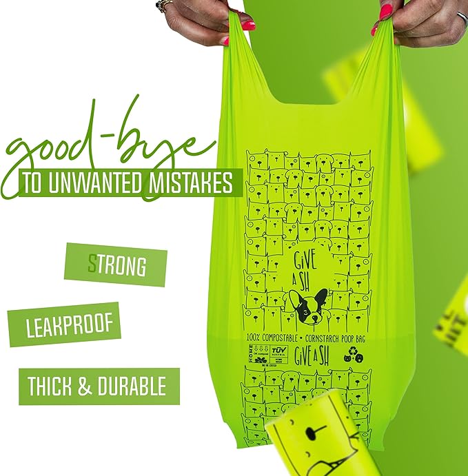 100% Certified Home Compostable Dog Poop Bags with Handles - 10% to Charity - ASTM D6400 & EN 13432 Compliant - 240 x Plant Based X Large Compostable Poop Bags (20 Rolls)-Mewly Pet