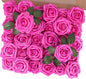 MACTING Artificial Flower Roses 30PCS Real Touch Fake Spring Flowers with Stem Foam Roses for Wedding DIY Bouquets Table Centerpieces Party Bridal Shower Home Mothers Day Decorations(Fuchsia)