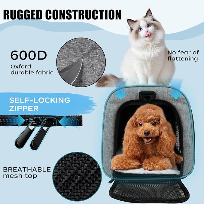 Carriers Soft-Sided Pet Carrier Case for Small Medium Cats Dogs Puppy Under 15 lbs,Airline Approved Cat Carrier with 4 Ventilated Windows (Medium,Grey&Black)-Mewly Pet