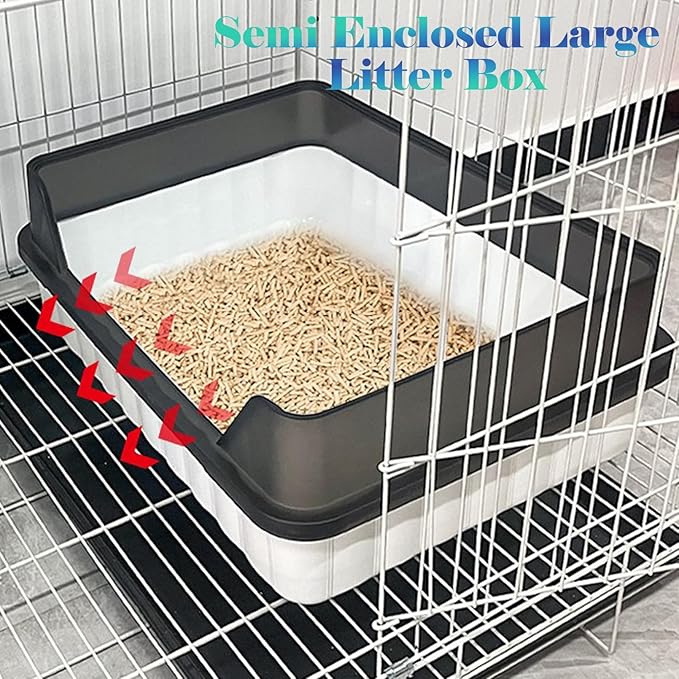 Large Cat Litter Box with High Sides,Semi Enclosed Cats Litter Box,Anti-Splashing Detachable Cat Litter Pan,Kitten Toilet with Litter Sifting Scoop for Big Middle Small Cats,Easy to Clean No Odor-Mewly Pet