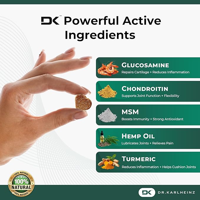 Glucosamine for Dogs - Max Strength Hip and Joint Supplement for Dogs - MSM, Chondroitin, Hemp Oil, Turmeric - Mobility Support and Pain Relief - 120 Chewable Tablets (Chicken Flavor)-Mewly Pet