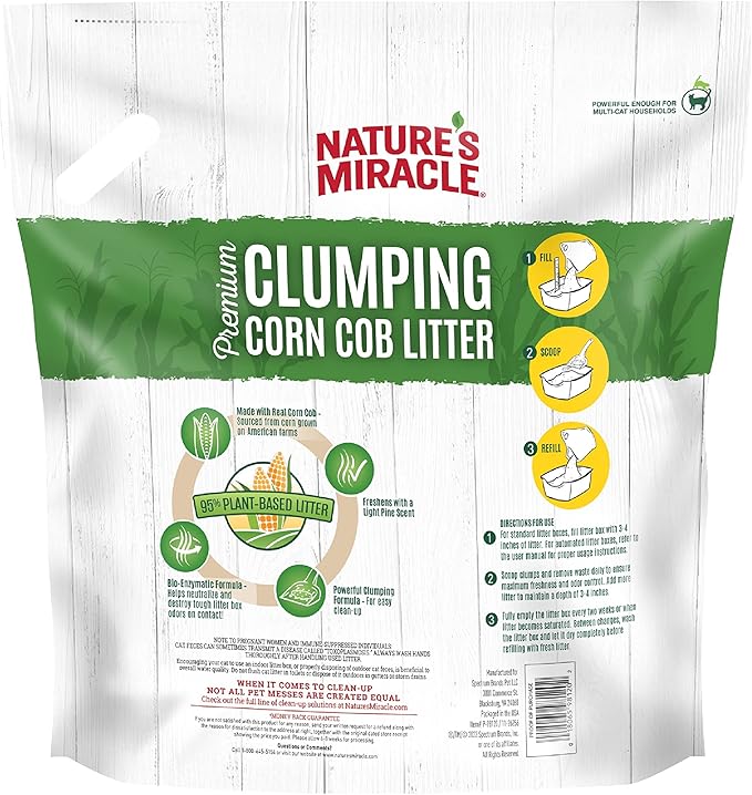 Nature's Miracle Premium Clumping Corn Cob Litter, Tough Odor Bio-Enzymatic Formula, Dust Free-Mewly Pet