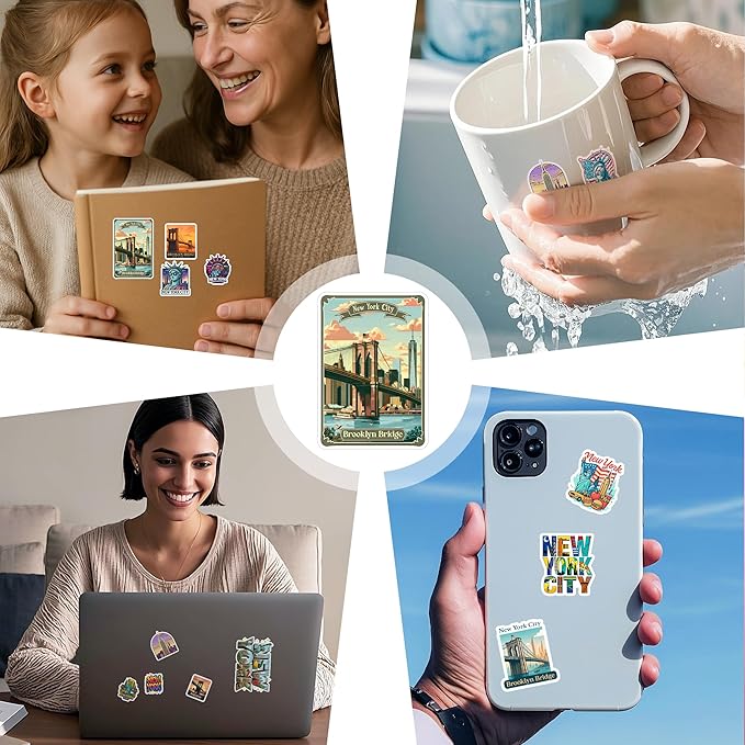 100 Pieces Newyork Life Stickers Travel Sticker Vinyl Waterproof for Kids Adults Car, Wall Decor Decal, Hard hat Scrapbook Laptop Phone Birthday Christmas Adults Kids Gifts