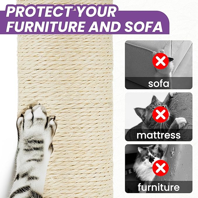 55 Inch Large Cat Tree Tower for Indoor Cats with Hammock Green Leaves Sisal Scratching Post, Plush Hang Ball Play Furniture for Kittens & Adult Cats, New Purple-Mewly Pet