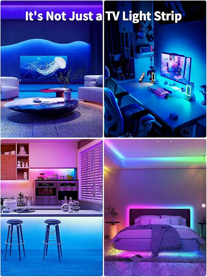 LED Lights for TV, 19.68ft LED Backlights for 65-80in TV, RGB TV Backlight with Music Sync Bluetooth APP and Remote Control TV Lights Strip USB Powered LED Lights for Bedroom, Gaming