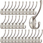 IBosins 30 Pack Heavy Duty Dual Coat Hooks Wall Mounted with 60 Screws Retro Double Hooks Utility Silvery Hooks for Coat, Scarf, Bag, Towel, Key, Cap, Cup, Hat