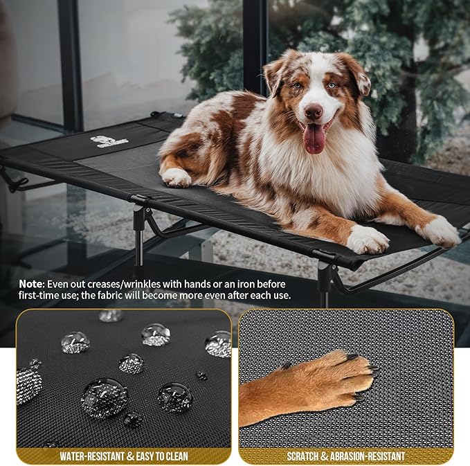 ONETIGRIS Elevated Dog Bed for Large Dogs, Outdoor Dogs Cod Large Raised Dog Bed with Chew Proof Mesh, No-Slip Portable Bed for Indoor & Outdoor Portable-Mewly Pet