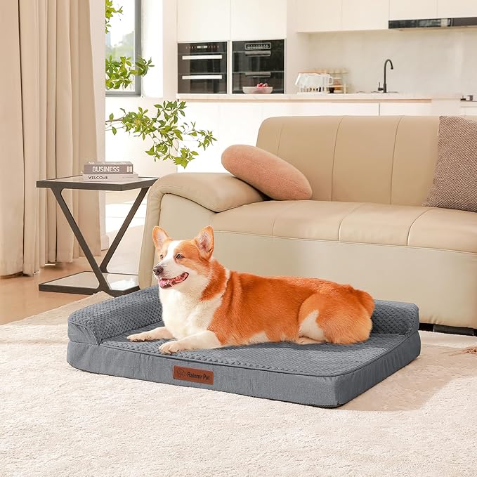 Orthopedic Dog Beds Large Sized Dog, 3 Inch Memory Foam Pet Bed for Medium and Large Dogs, Washable Removable Cover, Nonskid Bottom, Waterproof, 41x27 Inches XL Dark Grey-Mewly Pet