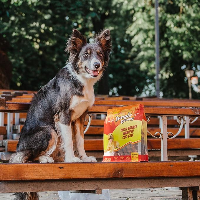Jungle Calling Duck Wrapped Cod Sticks Dog Treats, Rawhide Free Training Rewards Snacks for Dogs, Natural Chewy Sticks Treats, 10.6oz-Mewly Pet