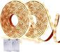 Battery Operated Led Strip Lights - Warm White 3000K, Waterproof, Self-Adhesive, Flexible, Cuttable - 13.2FT for TV, Mirror, Kitchen, Cupboard, Bedroom Decor