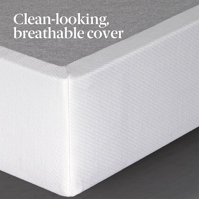 ZINUS 9 Inch Box Spring with Cover, No Assembly Mattress Foundation, Sturdy Metal Structure, Split Queen, White