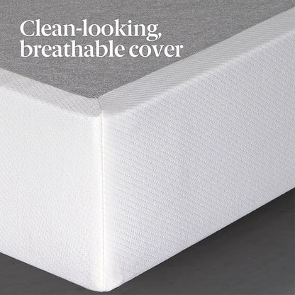 ZINUS 9 Inch Box Spring with Cover, No Assembly Mattress Foundation, Sturdy Metal Structure, Split Queen, White
