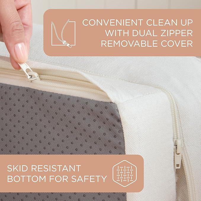 TOWN & COUNTRY EVERYDAY CuddleTown Comfy Solid Bolster Sofa Pet Bed, Supportive & Calming Egg Crate Foam, Non-Slip Bottom, Machine Washable Cover, Cream, Medium 28"x23"x8"-Mewly Pet