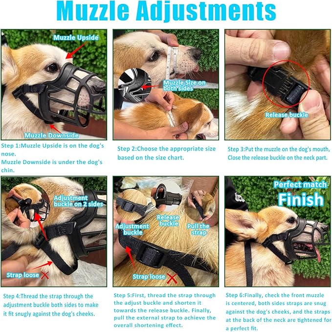 Dog Muzzle, OKKIC Basket Muzzle Anti Biting Chewing, Sturdy Lightweight Muzzle Allows Panting Drinking,Muzzle for Small Medium Large Dogs, Suitable for Grooming Trimming Training (Black, Size5)-Mewly Pet