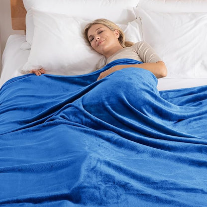 Exclusivo Mezcla Fleece Blanket Queen Size for Bed, Super Soft and Warm, All Season Use, Cozy, Plush, Lightweight, 90x90 Inches, Cobalt Blue