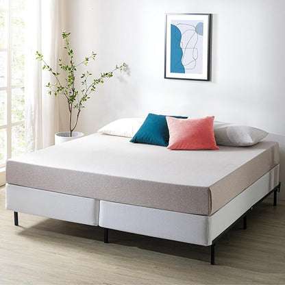 ZINUS 9 Inch Box Spring with Cover, No Assembly Mattress Foundation, Sturdy Metal Structure, Split Cal King, White