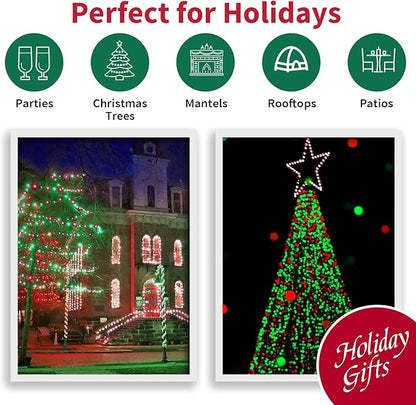 LAMPHOME Super-Bright Extendable Christmas Lights Decoration 100 Lights 19.6ft UL Certified Mini Bulb String Lights for Outdoor Christmas Tree Garden Party Patio Garland Decor (Red+Green)