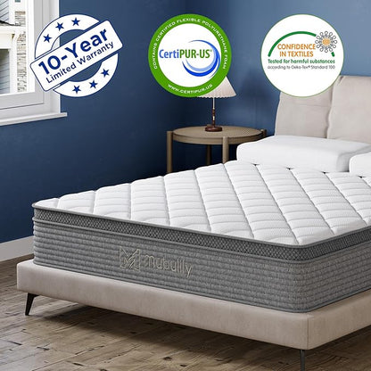Queen Mattress, 12 Inch Cooling-Gel Memory Foam in a Box, Motion Isolation Individually Wrapped Pocket Coils Mattress,Pressure Relief,Back Pain Relief & Cooling,CertiPUR-US