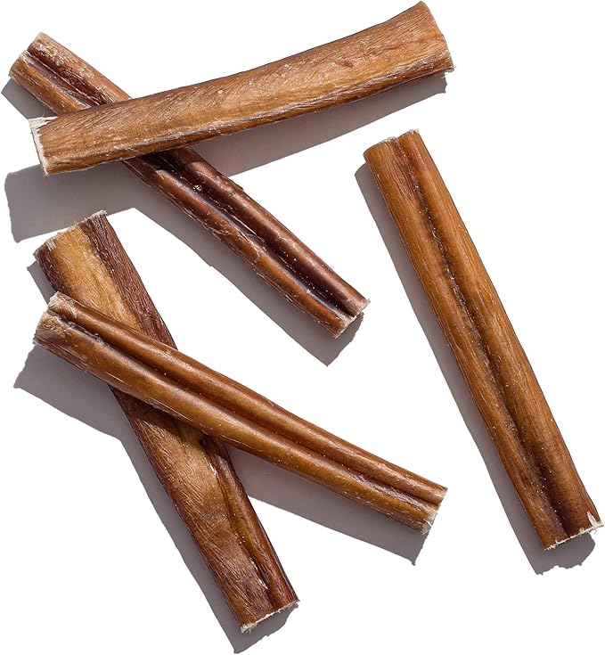 Jack&Pup 6-inch Pizzle Sticks for Dogs (12 Pack) All Natural Jumbo Bully Sticks | Long Lasting Bully Sticks for Medium Dogs-Mewly Pet