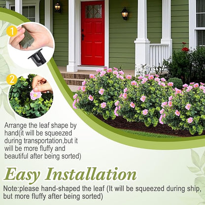 XunYee 4 Pcs 20" Artificial Topiary Ball Trees, Outdoor Artificial Shrubs Faux Bushes UV Resistance Greenery Fake Plants Tree with Ground Spike for Garden Porch Patio Indoor Decoration (Pink Flower)