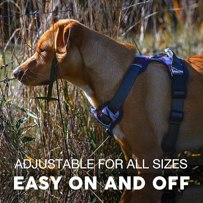 Embark Adventure Dog Harness, Reflective Trim No Pull Dog Harness for Large Dogs - Military Grade Nylon, Front Clip with Gel Lined Handle.-Mewly Pet