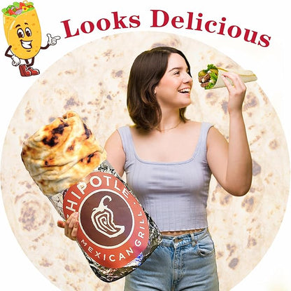 Jorbest Burritos Tortilla Throw Blanket Birthday Gifts for Adult and Kids, Realistic Tortilla Food Blanket Funny Gifts for Women Men Teen Mom Dad, 285 GSM Soft Flannel Taco Blanket (Tan, 71 inches)