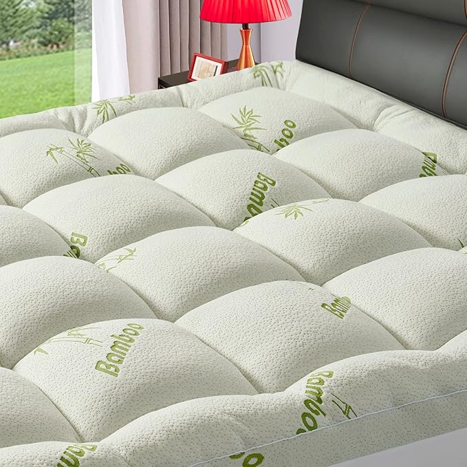 Premium Viscose Made from Bamboo Twin XL Size Mattress Topper for Back Pain, 1200 GSM Quilted Fitted Extra Thick Mattress Pad,Pillow Top Mattress Cover with Deep Pocket Up to 21 Inches（39 * 80inch）